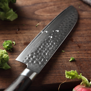 Damast Santokumesser mit Rosenholzgriff